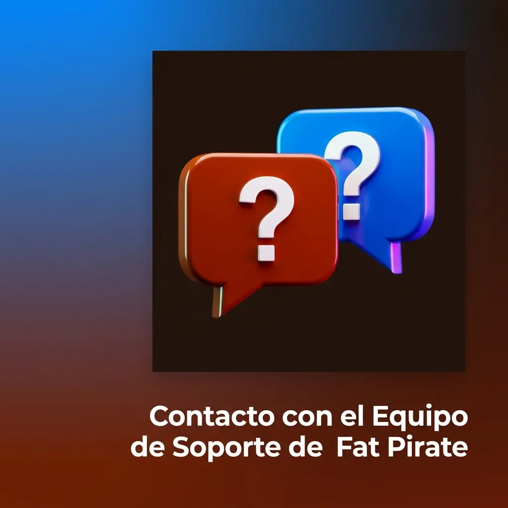 Equipo de soporte Fat Pirate disponible 24/7 por chat en vivo, correo electrónico y sección de ayuda