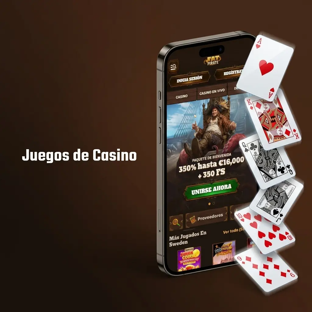 Catálogo de más de 8.000 juegos de casino en Fat Pirate, con tragaperras, ruleta, blackjack y mesas en vivo